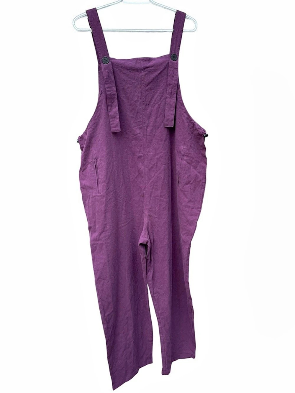 Relaxed Fit 100% Cotton Purple Bib Overalls w/ Adjustable Under Arm Toggle M